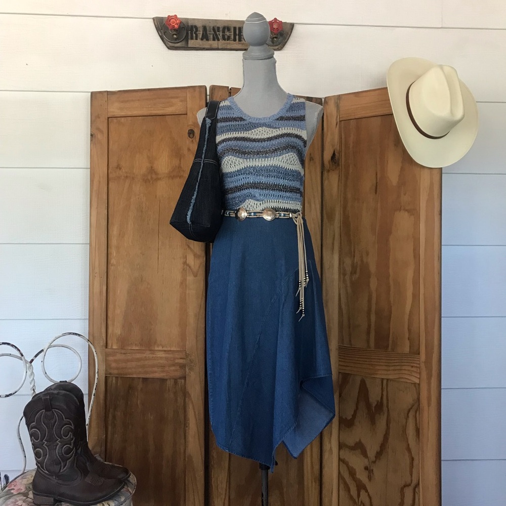 Steve Madden Blue Striped Knitted Tank Top
